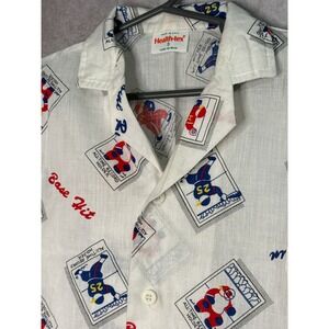 Vintage 80's Health Tex Baseball‎ Themed Button Up Toddler Size 5 White